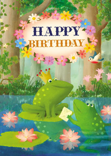 Happy Birthday - Frog King Greeting Card by Stephen Mackey - Click Image to Close